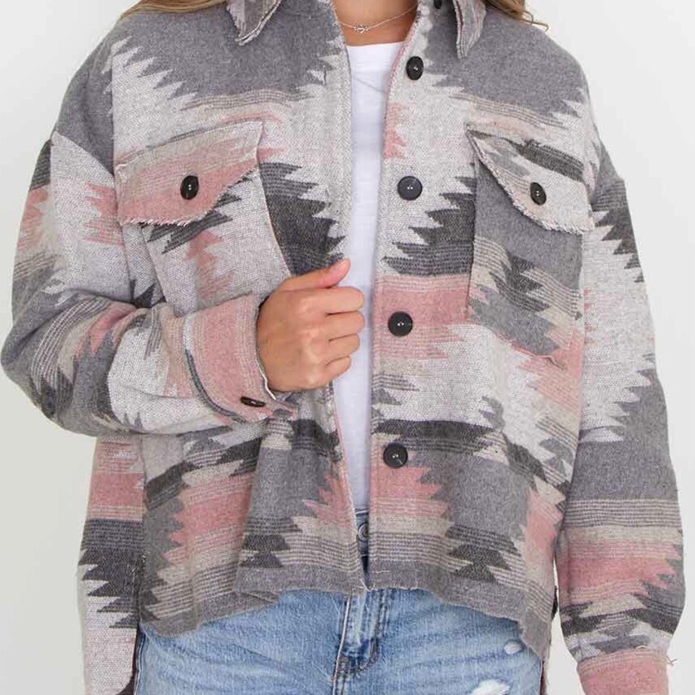 Aztec Long Sleeve Button Down Shacket